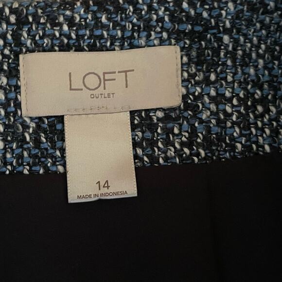 Loft Outlet Size 14 Tweed Mini Pencil Skirt-Chic Blue Black and White Colorway - Picture 3 of 7
